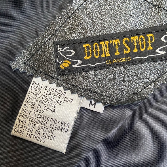 Vintage Black Leather Vest Don’t Stop Size M Unisex - Picture 4 of 4
